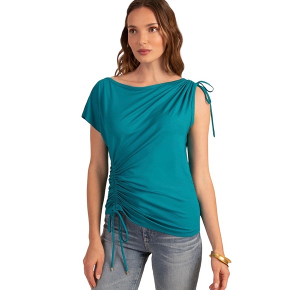 Trina Turk | AMUSING TOP in Tile Blue, NWT - Picture 1 of 10